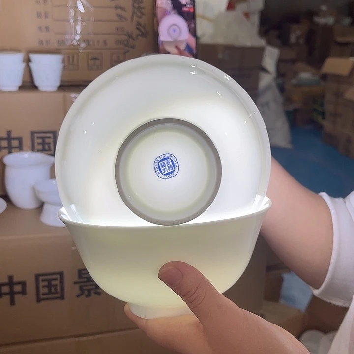 瓷片云白，高白泥6.25英寸面碗两个，包邮，带标