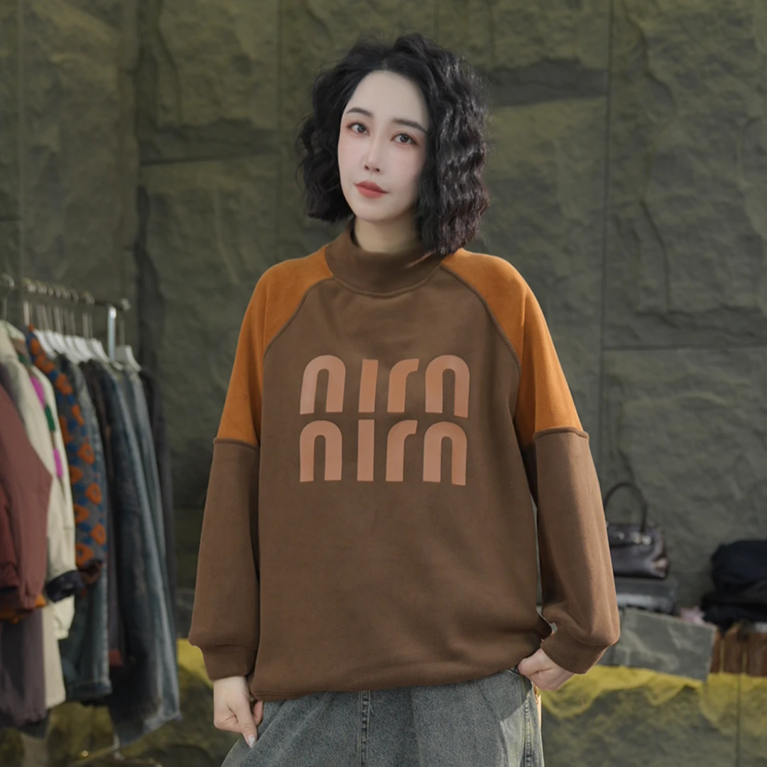 C48  春季新款卫衣慵懒风卫衣女宽松休闲长袖大版春秋卫衣