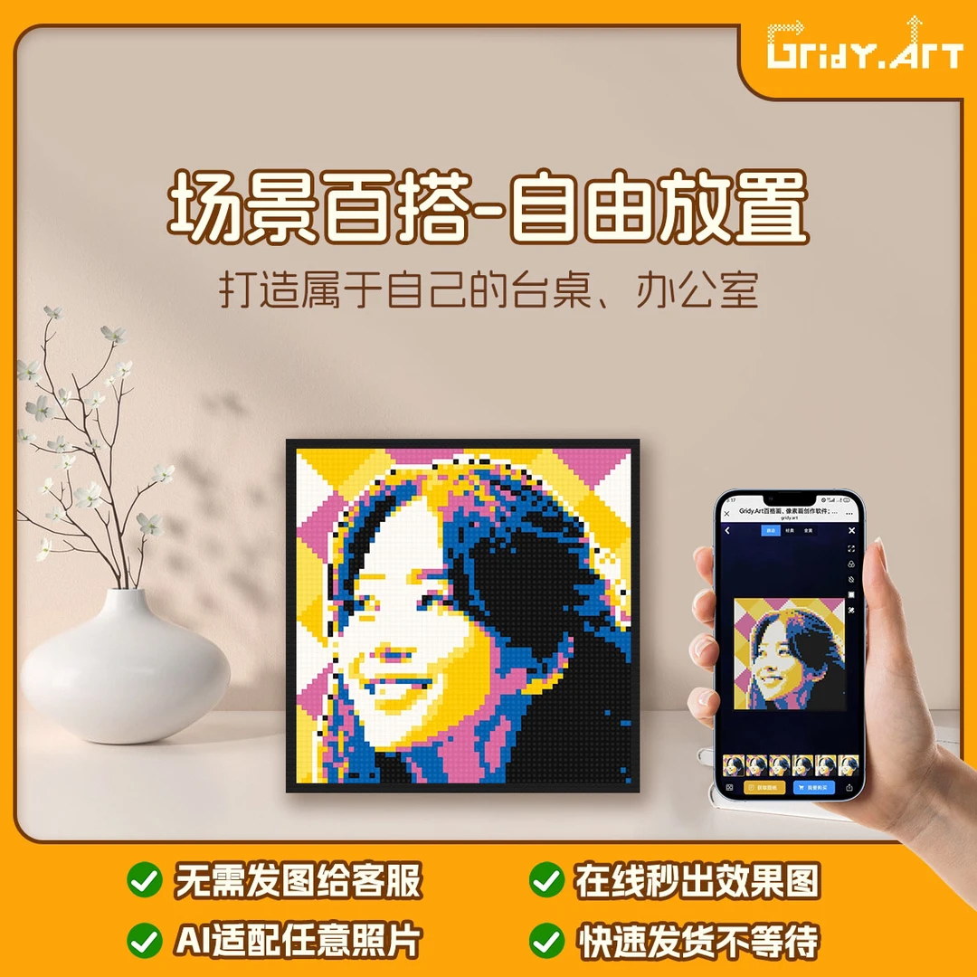 小杜乐玩手工拼接积木定制塑料平面画男女孩礼物装饰画生日礼物