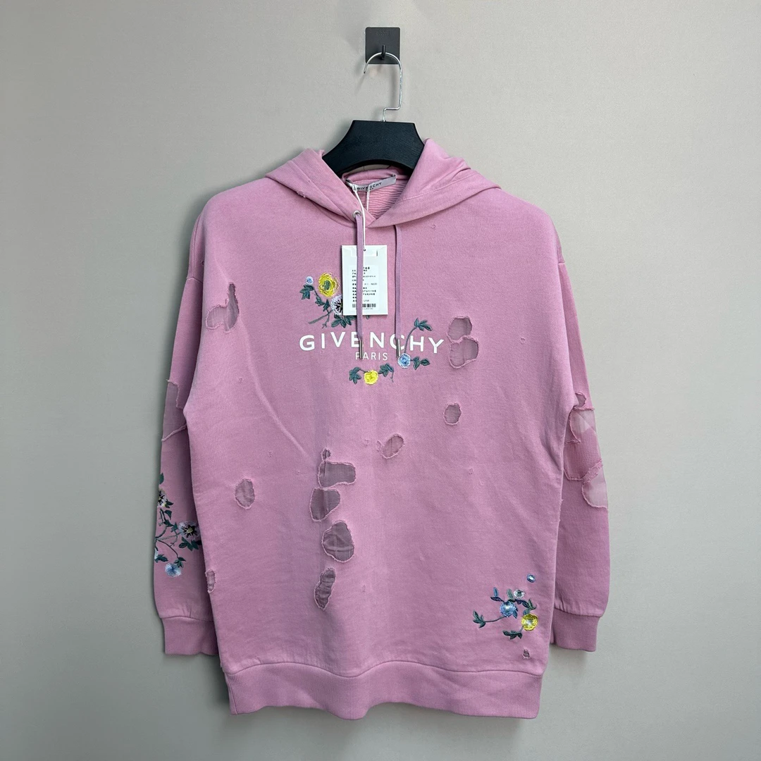 全新未使用 Givenchy/纪梵希 大破坏花卉刺绣帽衫/XS码/价11390