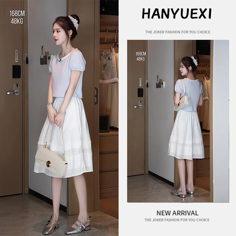 夏季一整套女装2025年新款韩版减龄时尚显瘦短袖上衣半身裙两件套