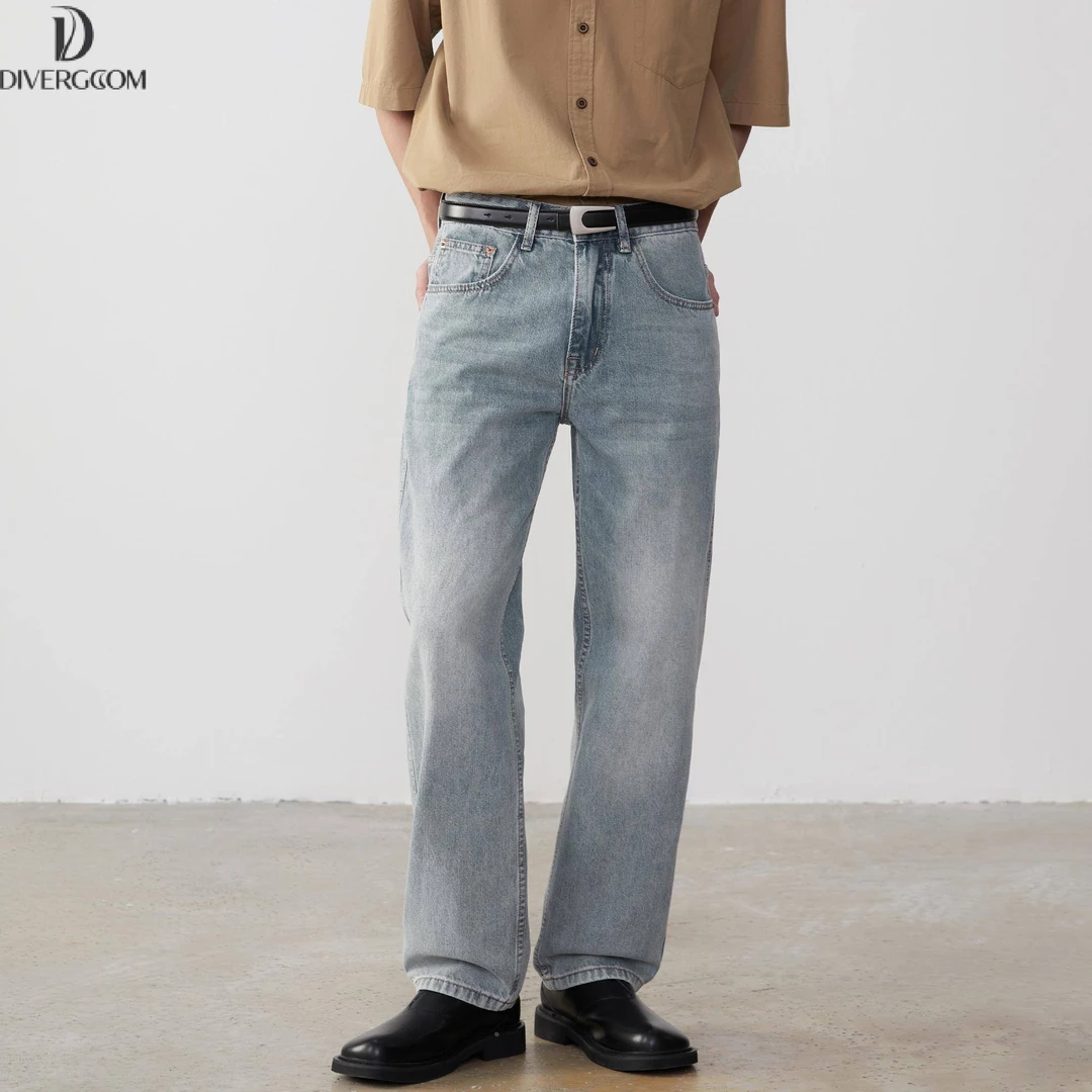 浅色牛仔裤男直筒宽松夏季2025新款水水洗做旧直筒牛仔裤