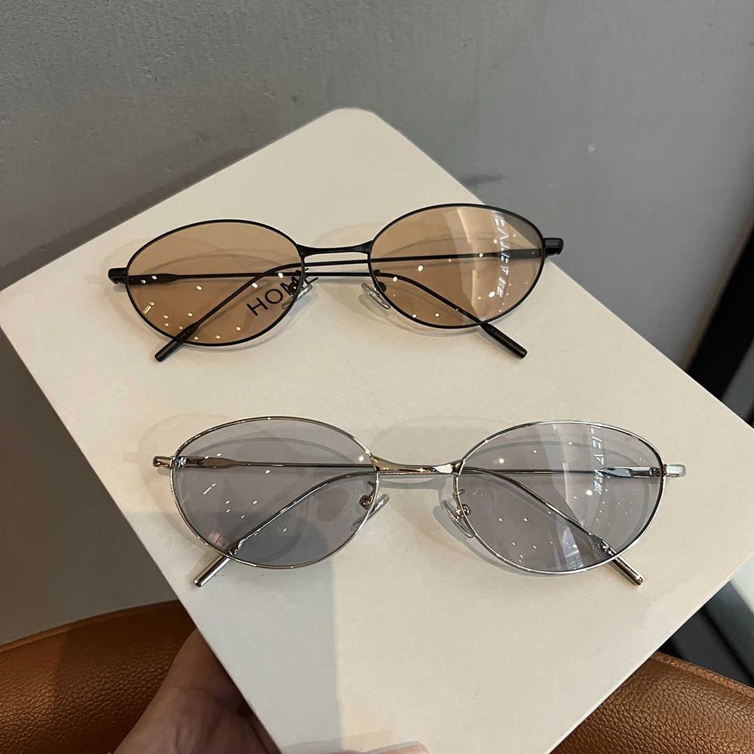 18克超轻复古金属框平光镜猫眼墨镜防紫外线时尚太阳眼镜男女通用