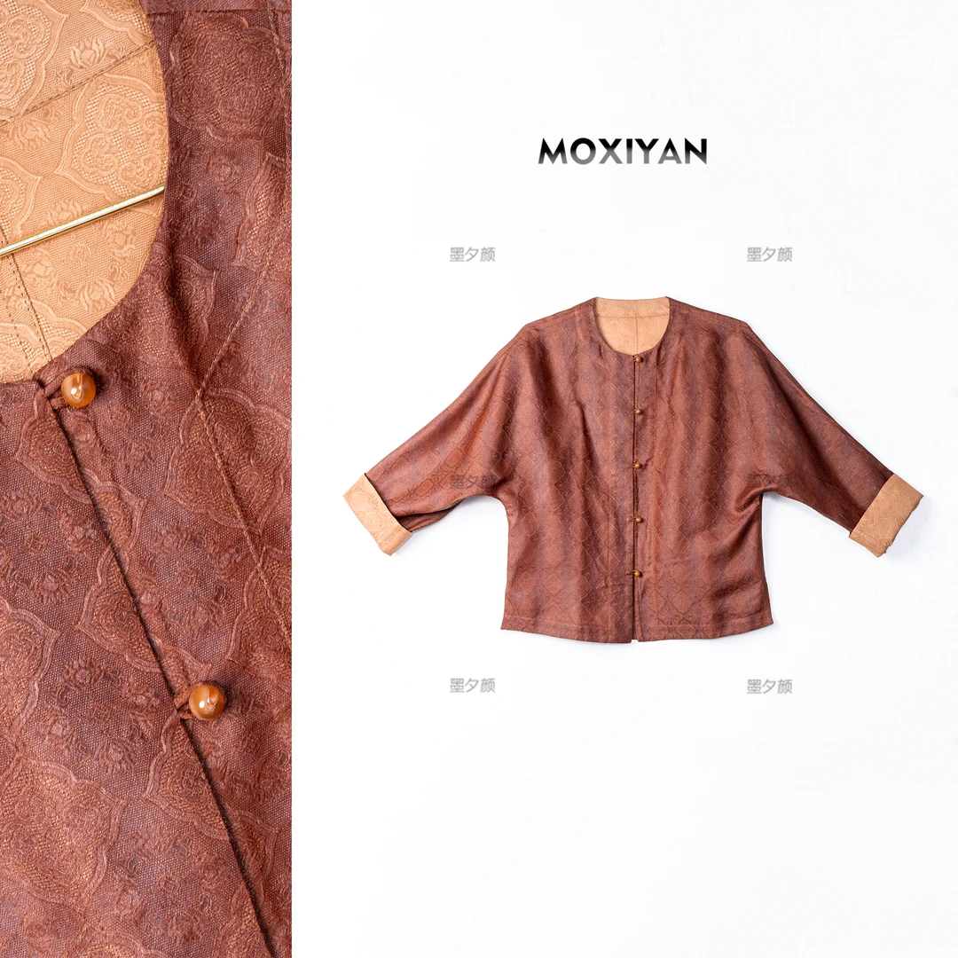 【四合如意】2025新款新中式红云纱圆领衬衫-XT-166