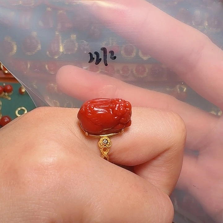 南红玛瑙银S925镶嵌戒指