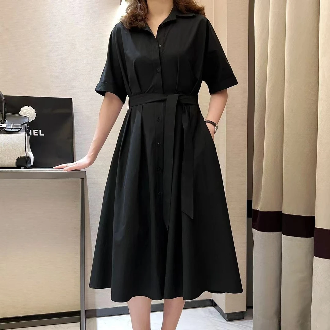 072 & RICE【诗诗裙】翻领短袖绑带速干连衣裙W0117 FF