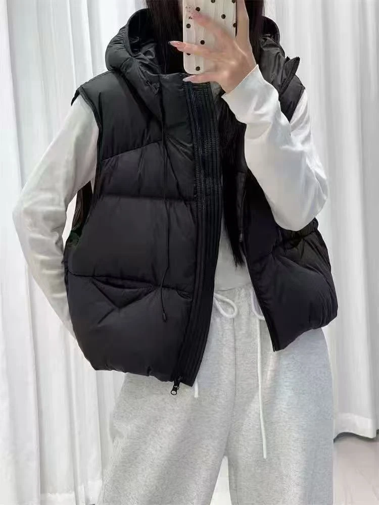 宽松设计感加厚冬季新品保暖连帽百搭外搭宽松棉背心马夹外套