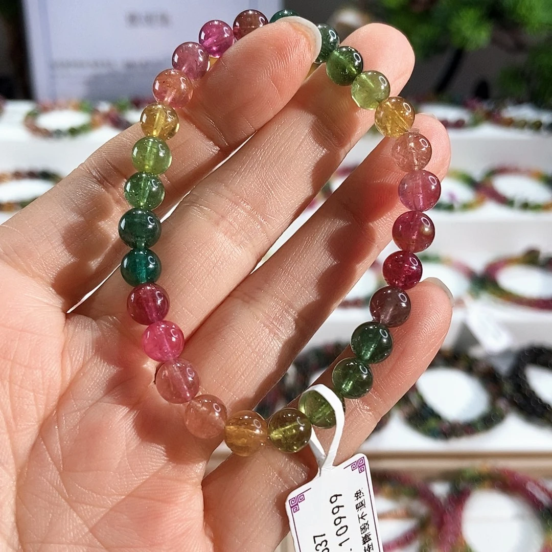 碧玺未镶嵌手链G2637素圈颜色微差