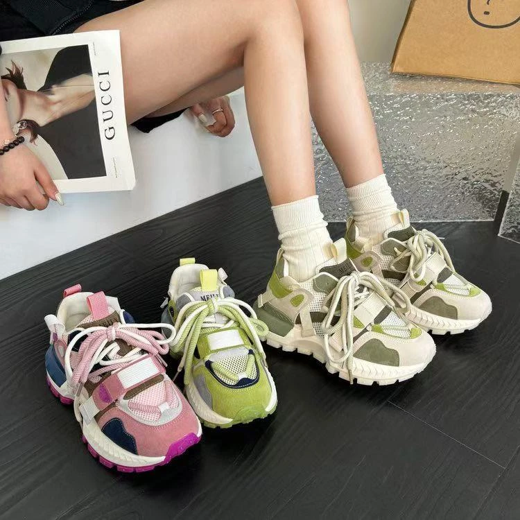 爆款薄荷阿甘鞋女2025夏季新款潮流时尚厚底百搭透气运动休闲鞋