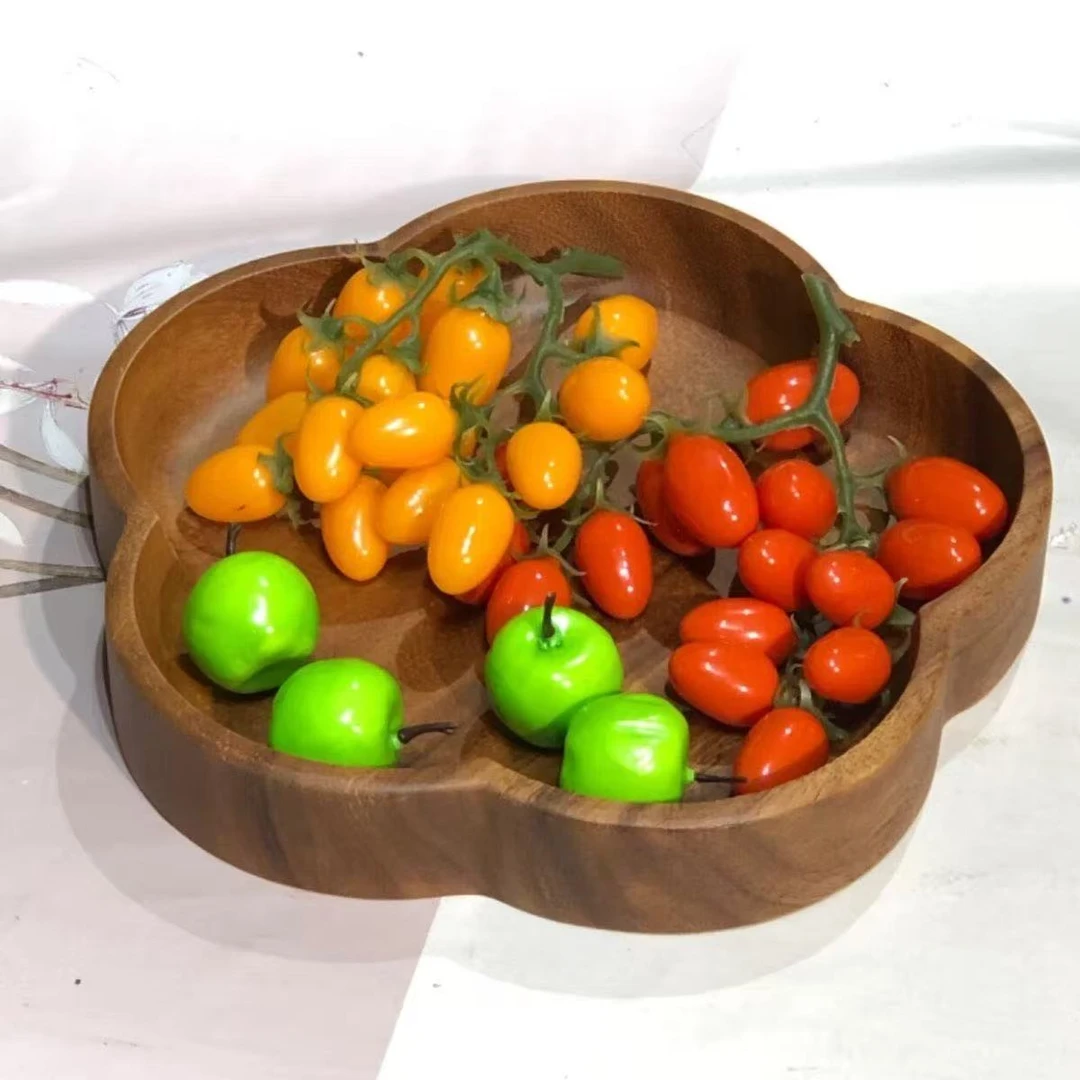 花朵盘26*26*4中国风加固釉上彩果盘水果盘手工商用创意