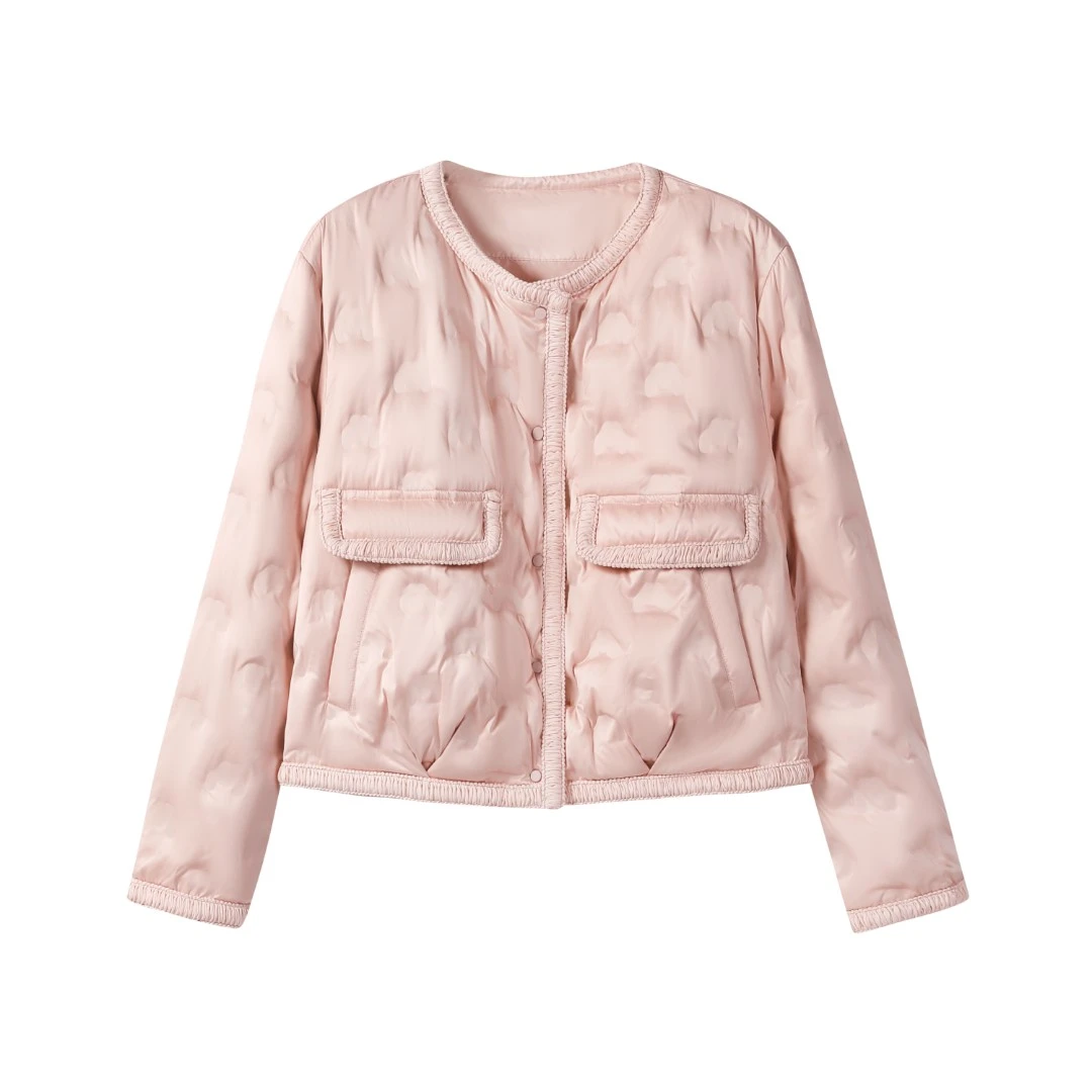 马克华菲女装2024秋冬圆领小香风轻薄90鸭绒羽绒服 F43014AB001