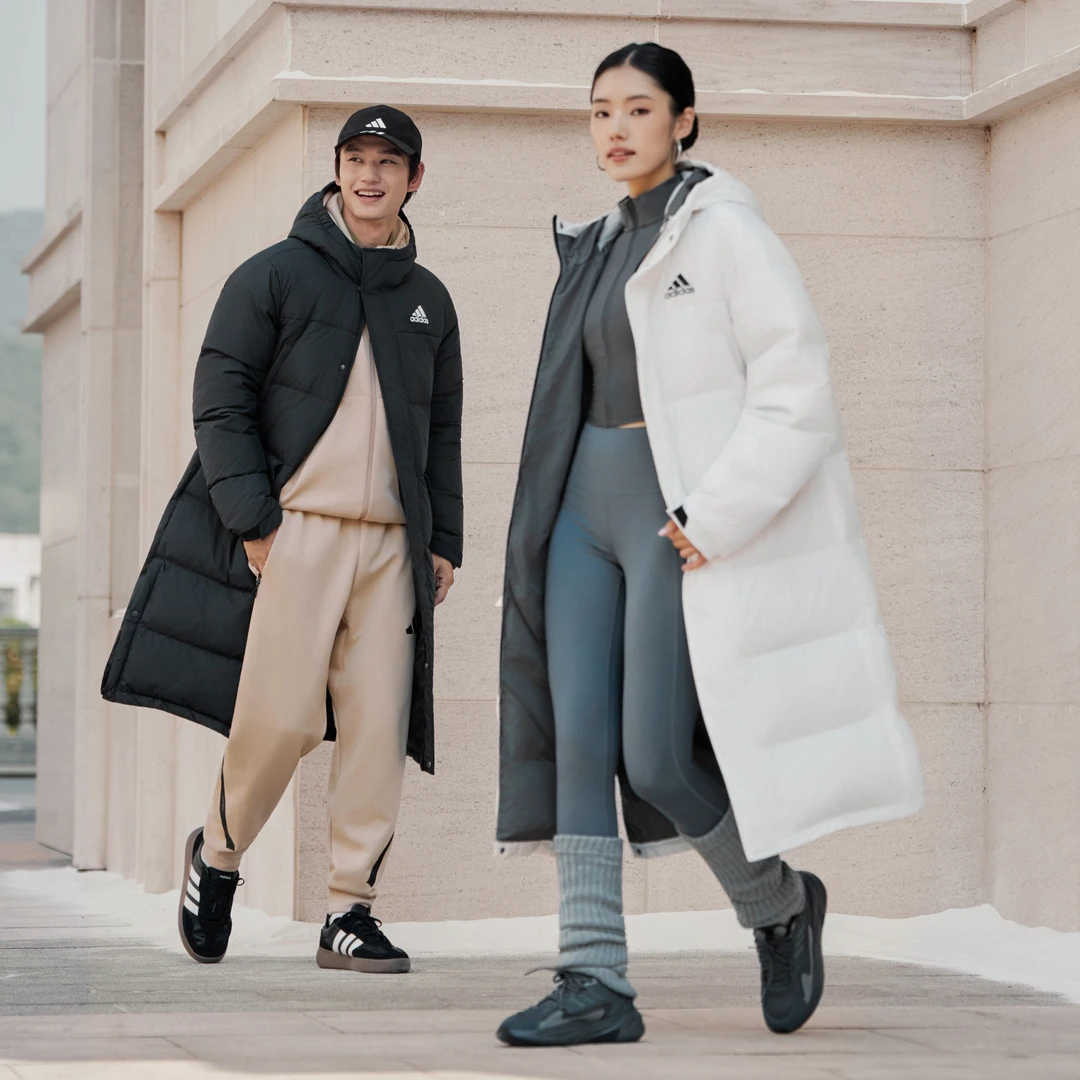 流光风 阿迪达斯官方拒水保暖鸭绒羽绒服男女秋冬长款KE5405