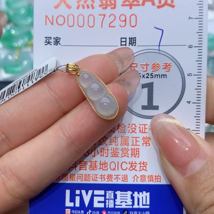 翡翠颈饰18K金镶嵌小*豆子