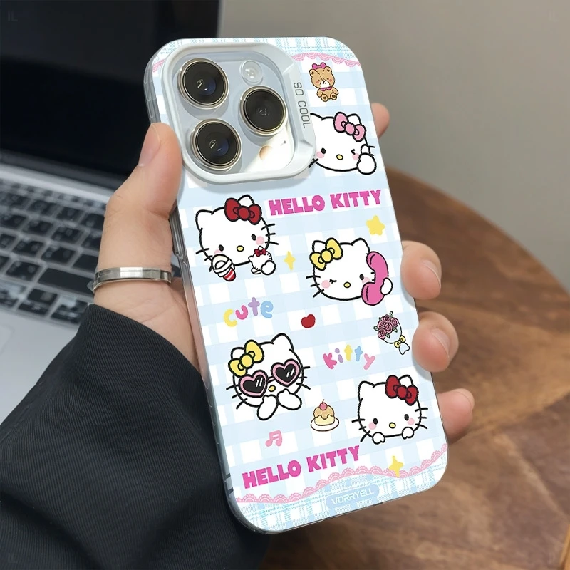 蓝格子KT适用苹果/华为/小米/OPPO/VIVO防摔可爱全包手机壳少女