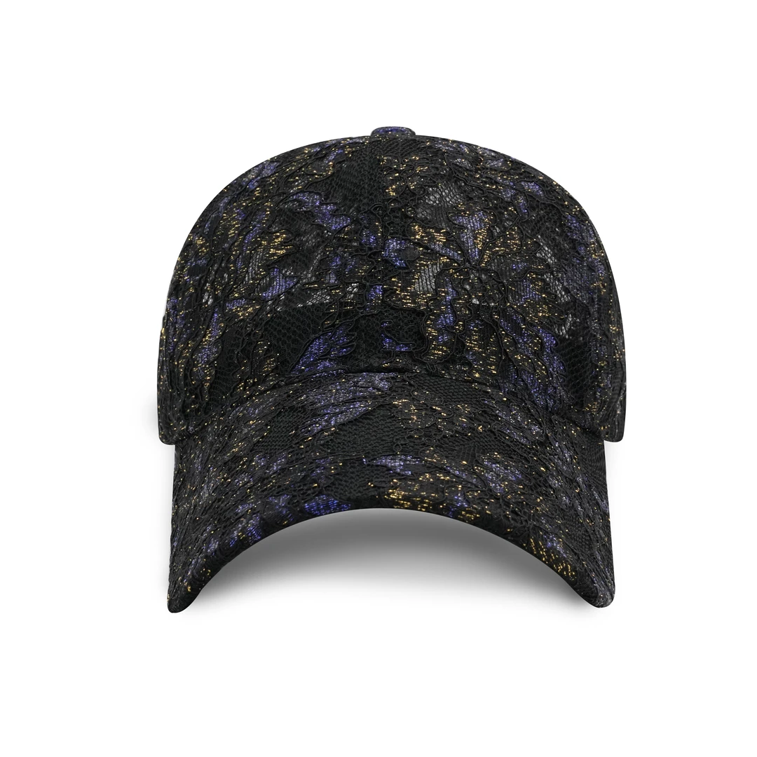 doodays双生花彩金蕾丝弯沿帽春夏百搭舒适透气棒球帽