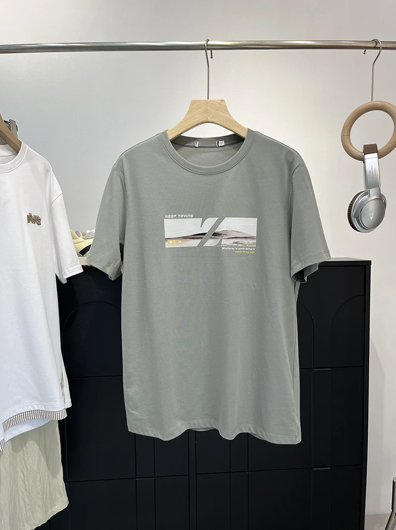 特！舒适好穿~商场余D 精梳棉混纺短袖印花T恤  C2 男装 H5868