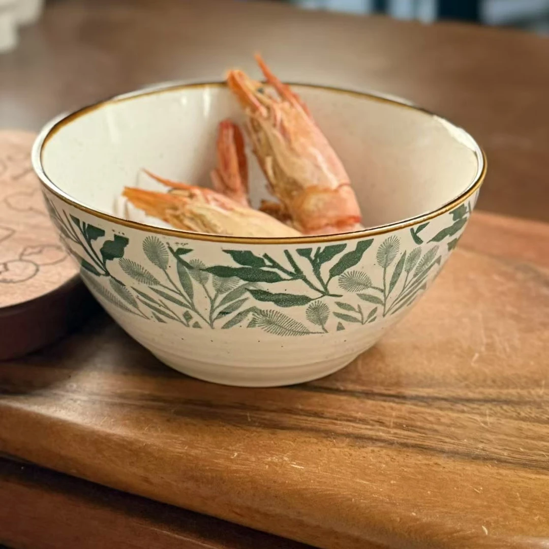 w307  简约陶瓷面碗6英寸印花麻点汤碗 微瑕 凑满20发货