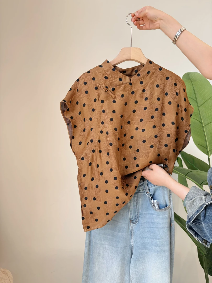 DY2331樱美嘉桑蚕丝花萝夏季女装新款上衣时尚百搭减龄高级大气