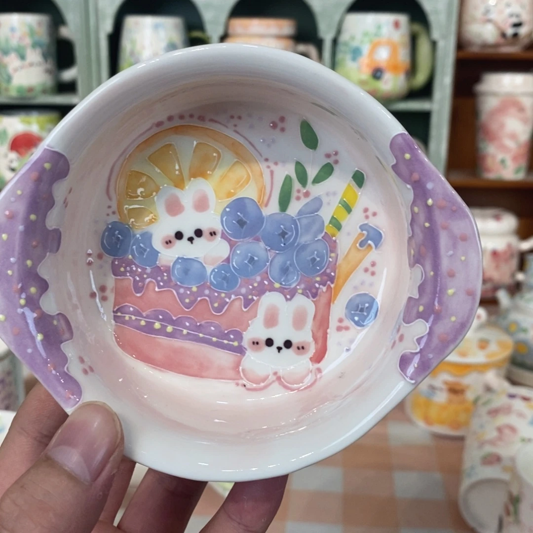 瓷片蛋糕兔子米饭碗