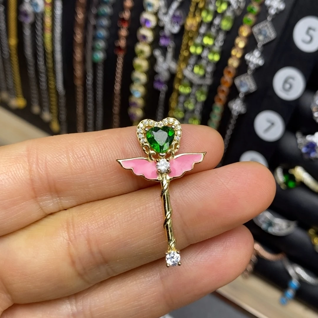 透辉石吊坠银S925镶嵌