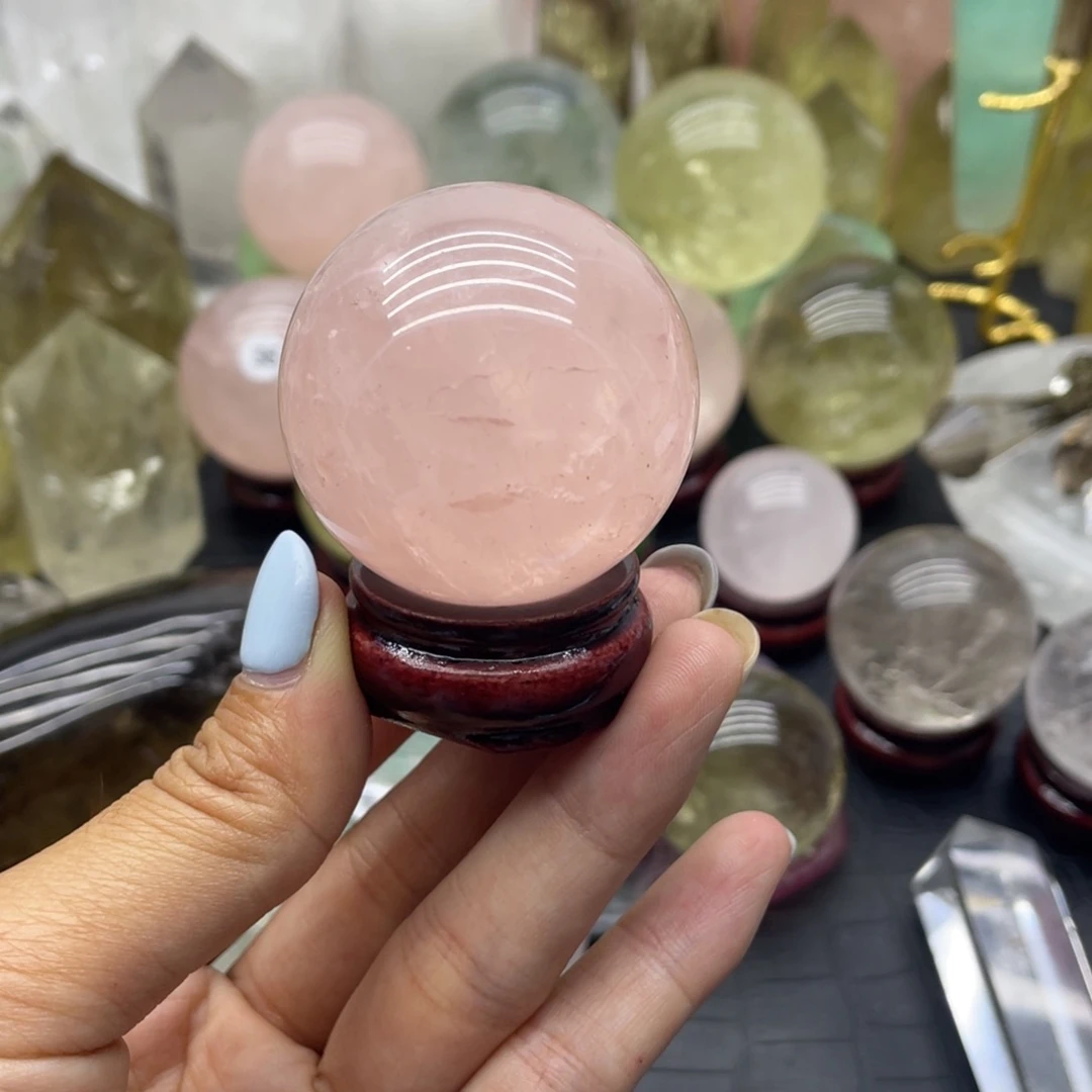 水晶珠宝半成品未镶嵌22粉水晶球