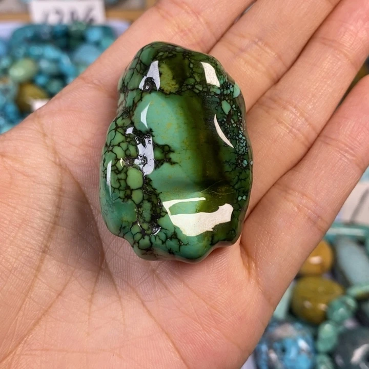 绿松石未镶嵌绿松石圆珠手链项链手链吊坠