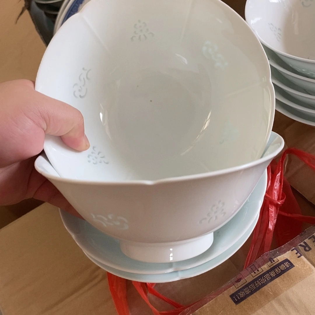 碗6.5寸青花玲珑瓷碗