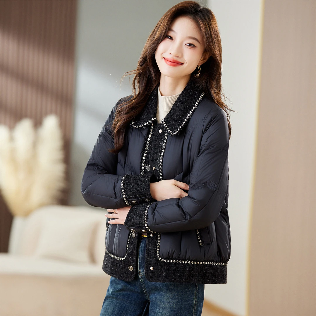 小香风羽绒服女新款气质小个子时尚洋气2025冬季保暖90白鸭绒外套