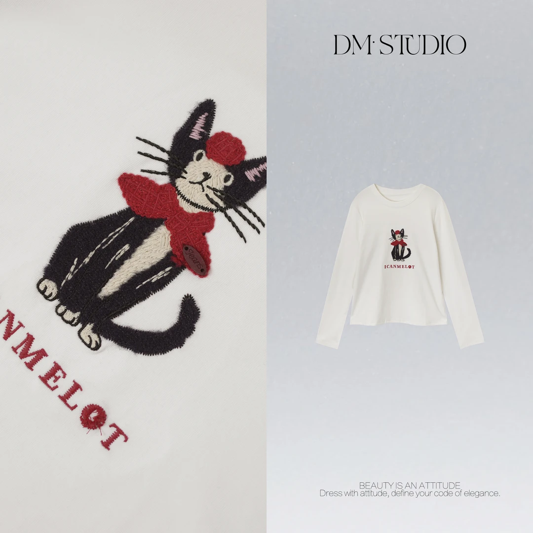 DEDM•STUDIO/减龄百搭精致感休闲气质长袖圆领上衣2512TX/7027