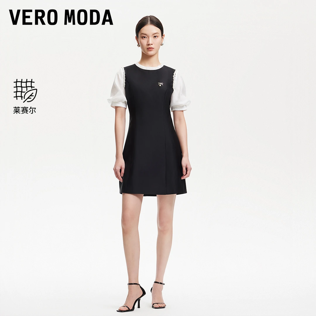 2036【达人专享】Vero Moda连衣裙女可拆卸胸针千金氧气裙32517B012