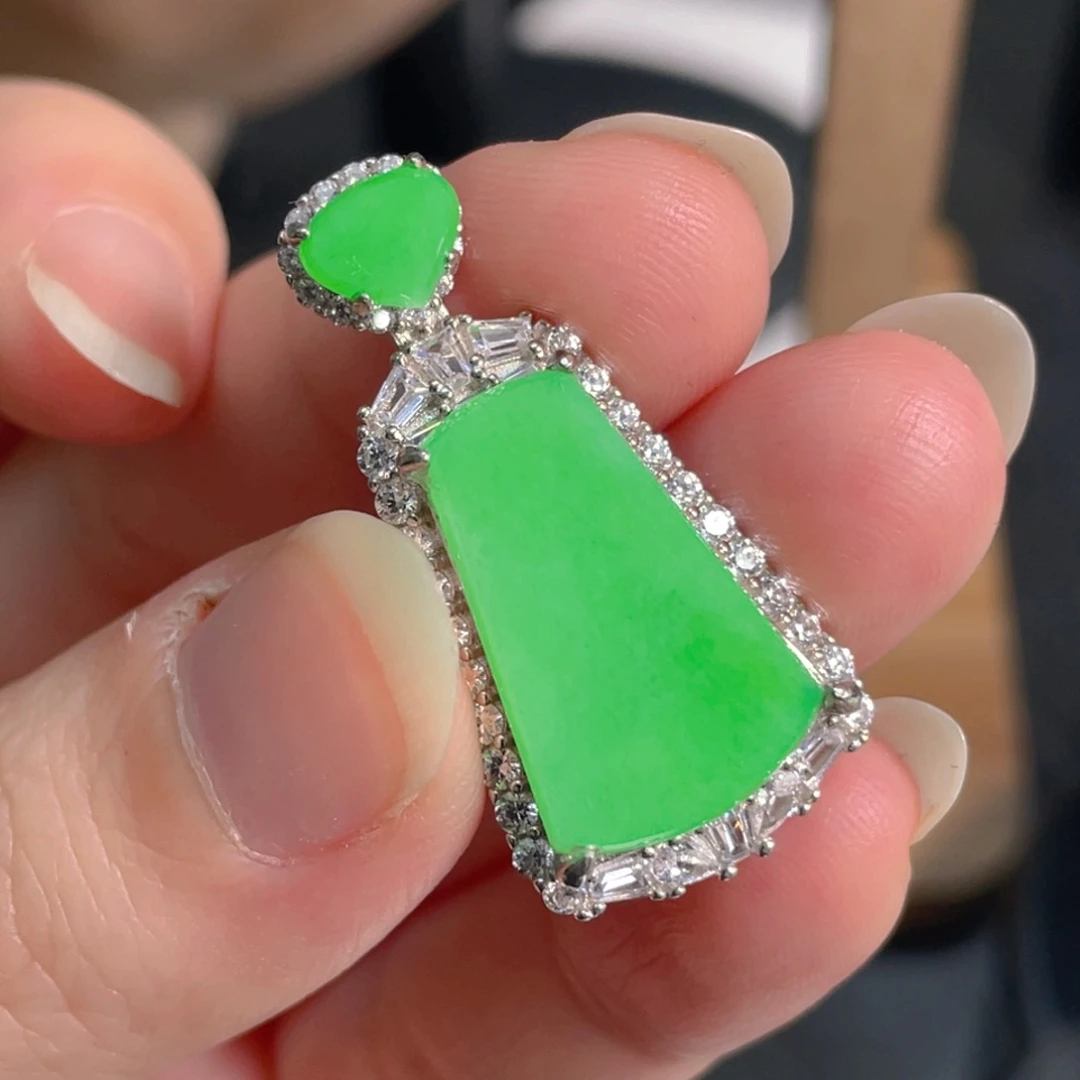 翡翠银S925镶嵌吊坠(不含链)