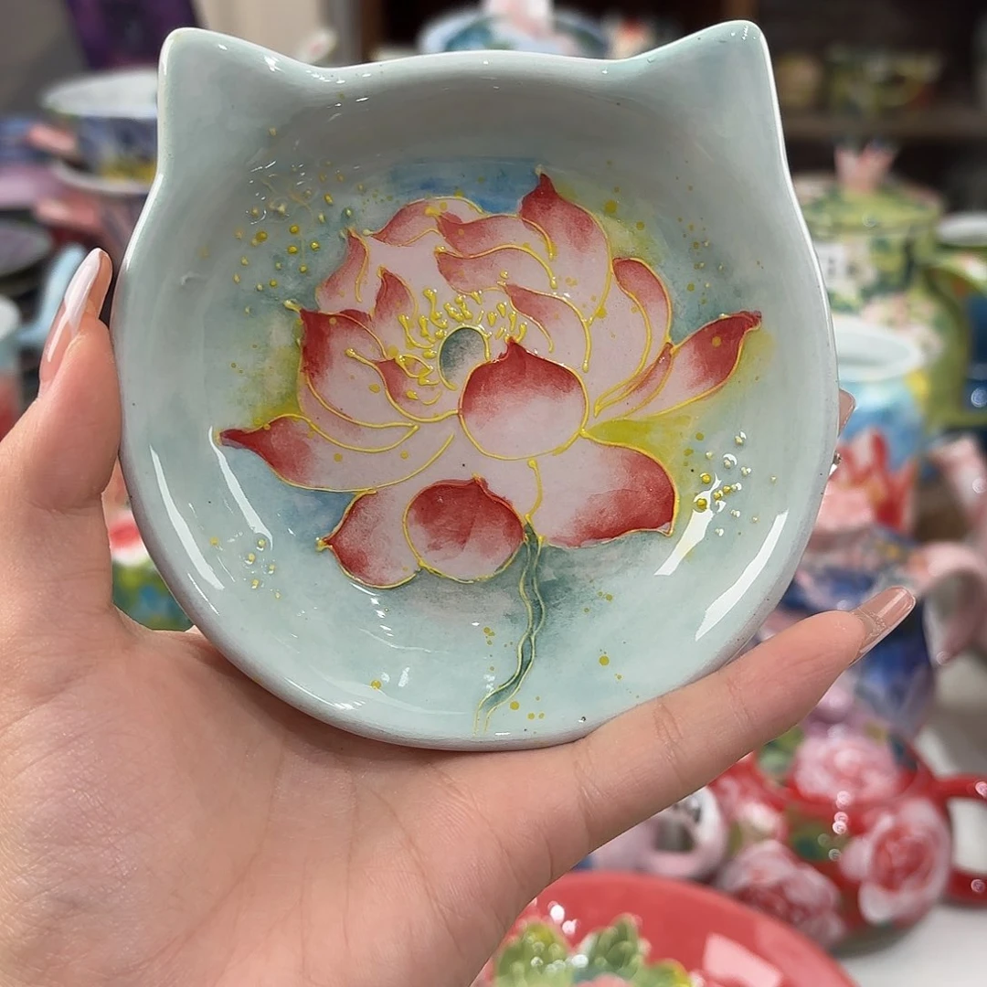 瓷片景德镇手绘高温釉下彩陶瓷茶具