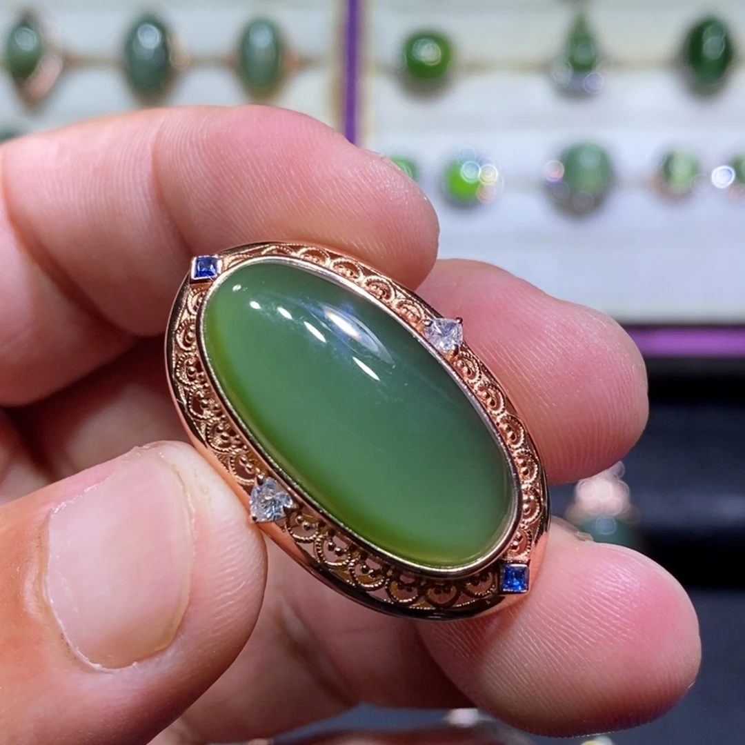 和田玉（碧玉）银S925镶嵌吊坠(不含链)