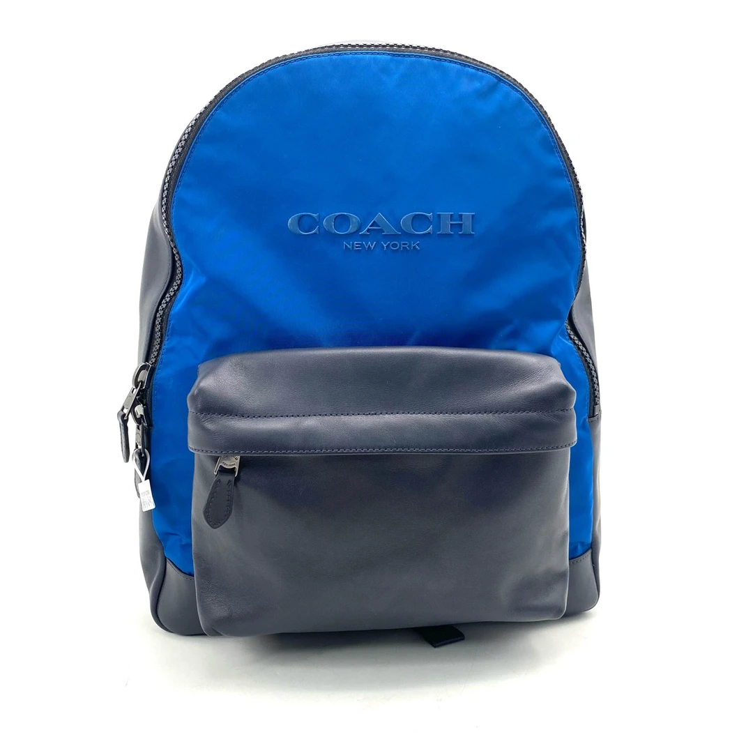 95新 COACH/蔻驰 帆布拼皮双肩包 尺寸34/43