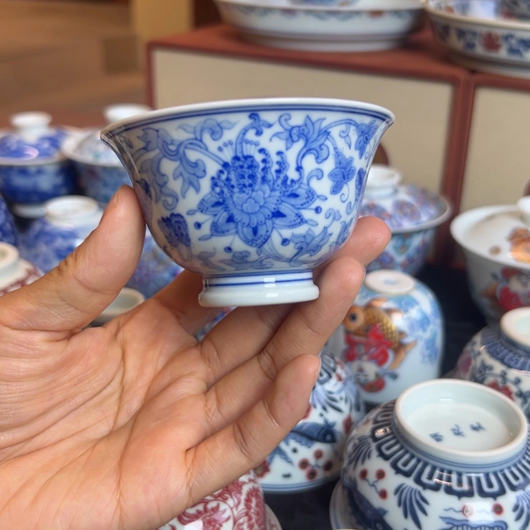 柴窑手绘西番莲铃铛