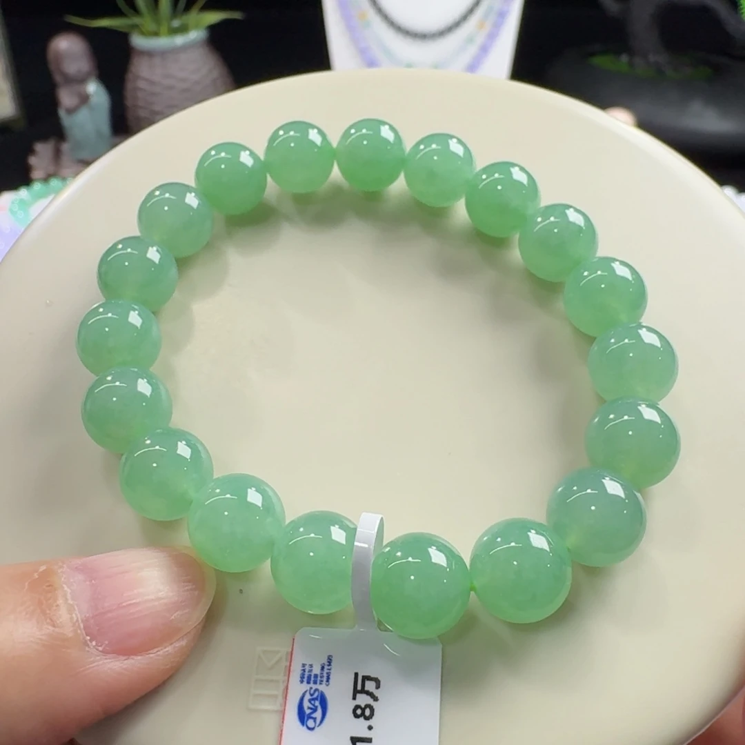 未镶嵌手链翡翠冰胶甜绿单圈10mm