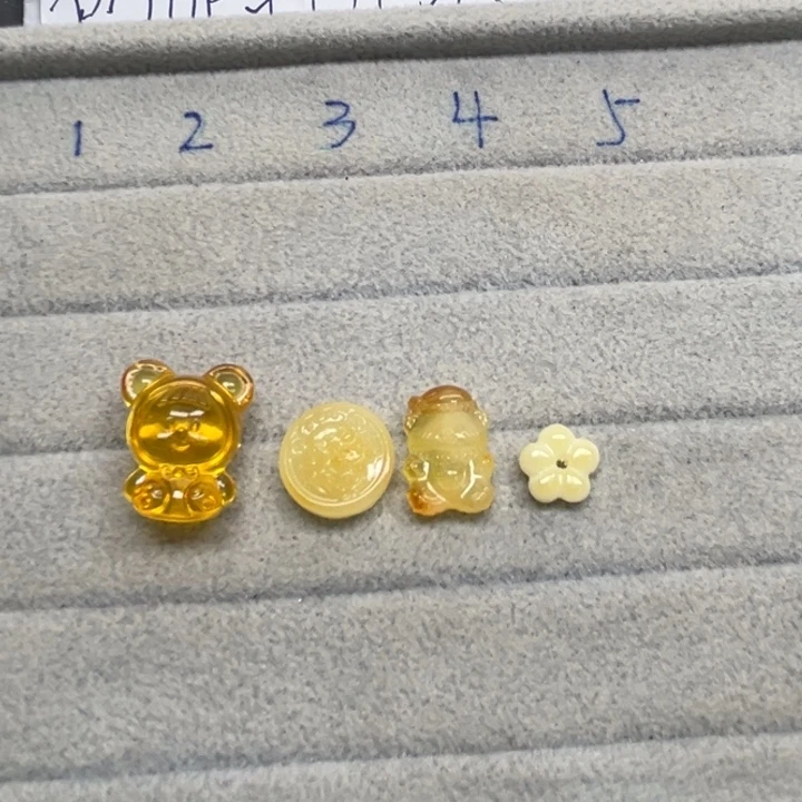 裸石琥珀未镶嵌柠**荷天然蜜蜡配件