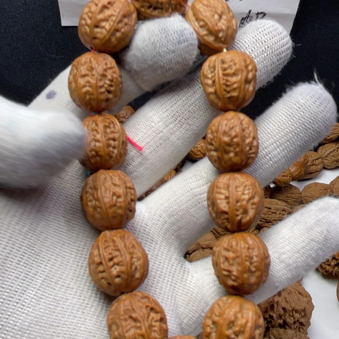 文玩核桃把件风17秋籽手串原皮原色