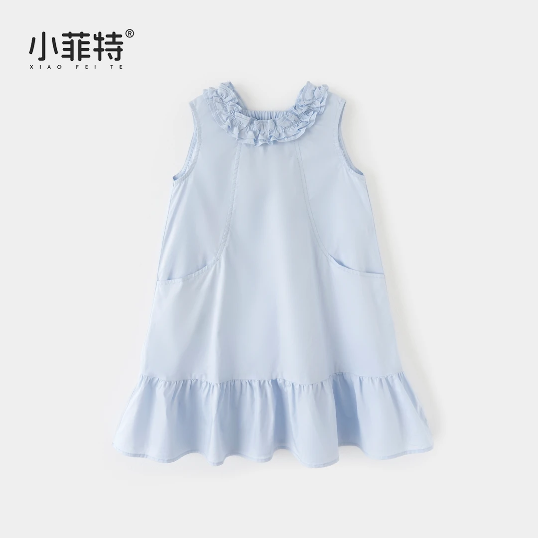 小菲特夏季新款女童花边无袖连衣裙女宝宝薄款纯棉裙子BGQX51124