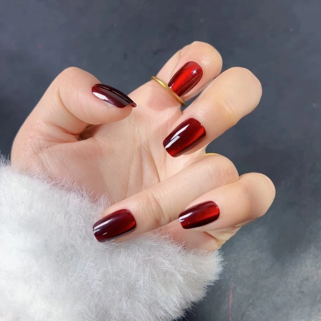 【全场两副包邮】新年战甲红色显白美甲简约气质穿戴甲指甲