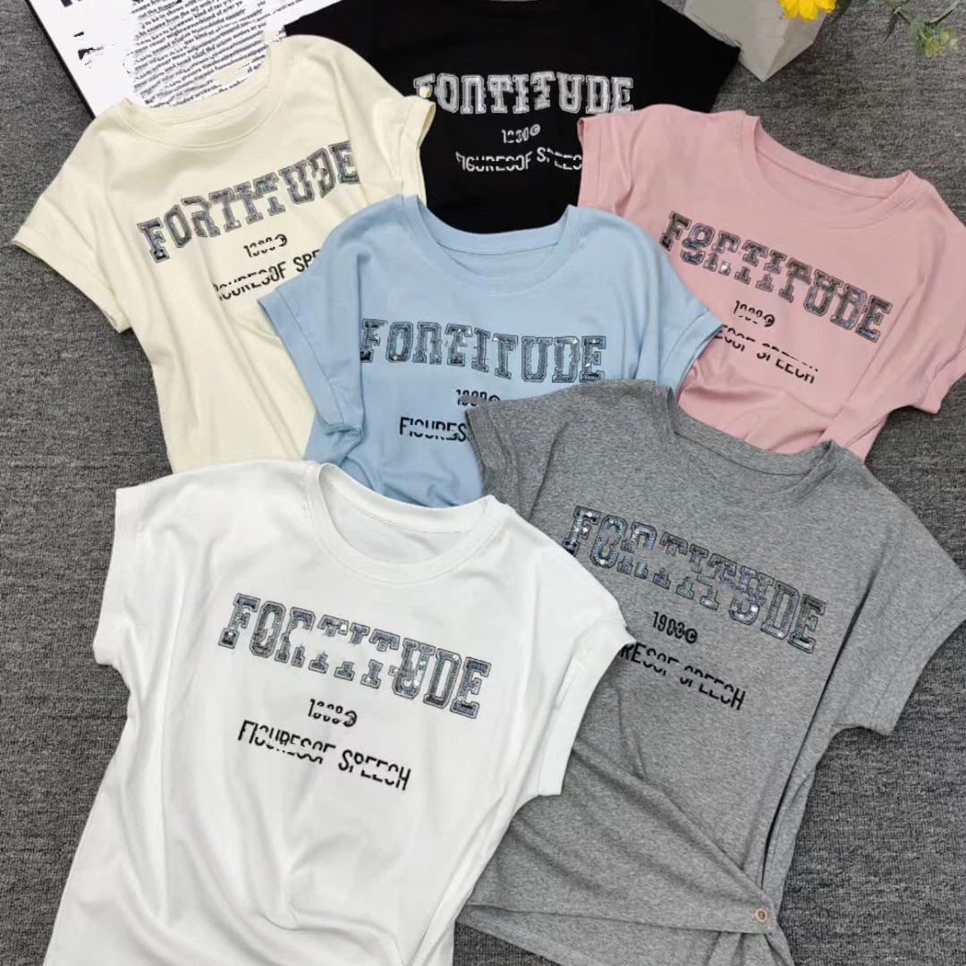 3683短袖耐磨宽松型吸汗拼接T恤运动网红潮流重工韩版女士