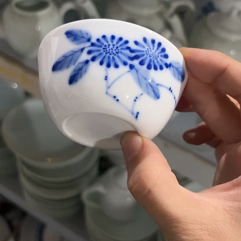 可***靠陶瓷梅兰竹菊杯一套