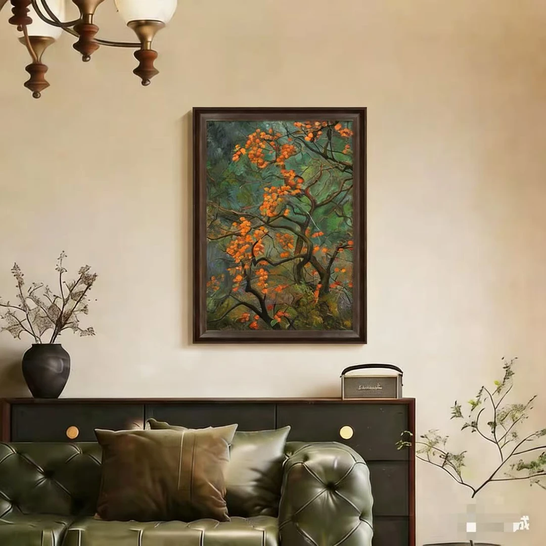 柿柿如意装饰画客厅电视柜台面摆画入户玄关柜挂画6080