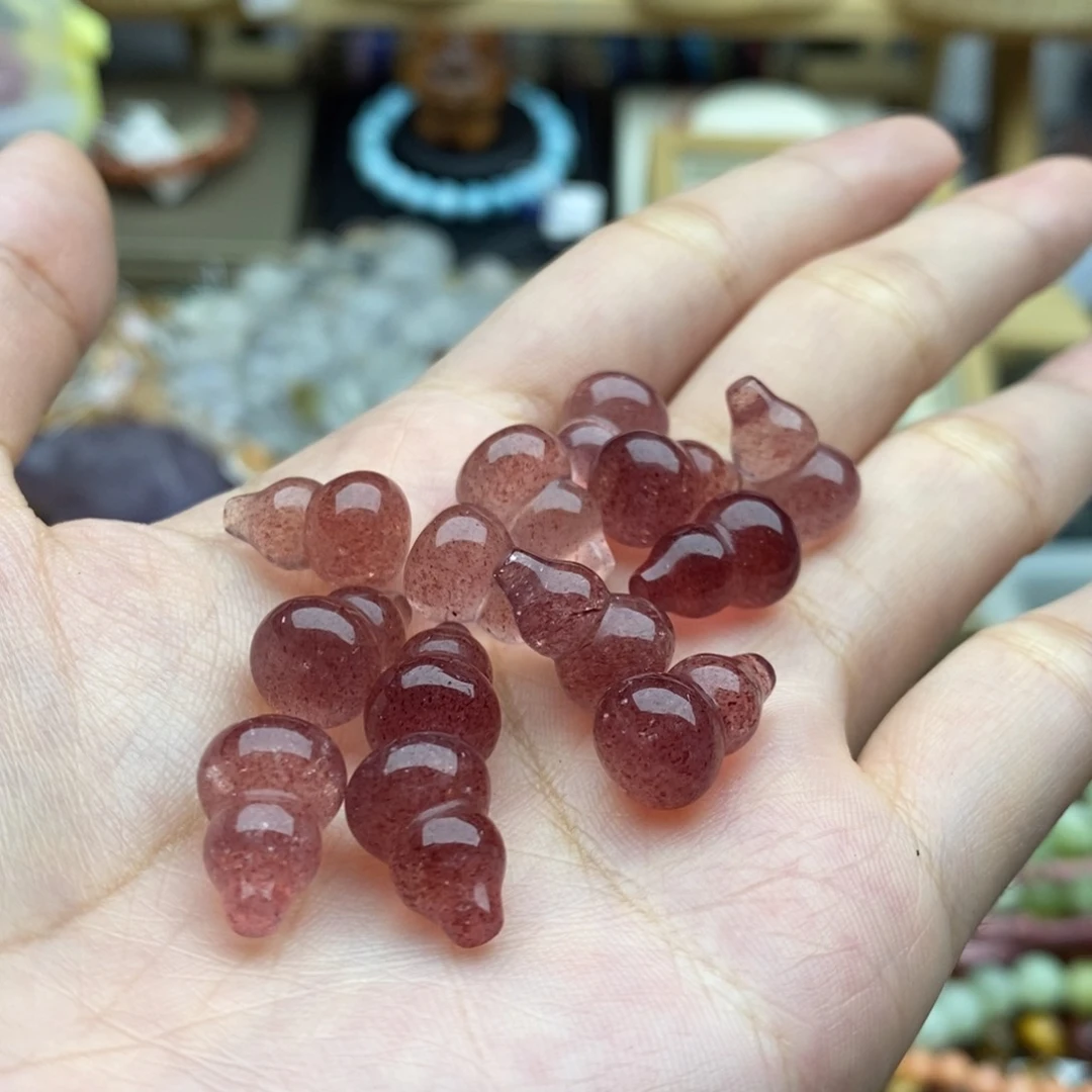 玛瑙/玉髓未镶嵌珠宝半成品一个天然9×10草莓晶葫芦无孔X143