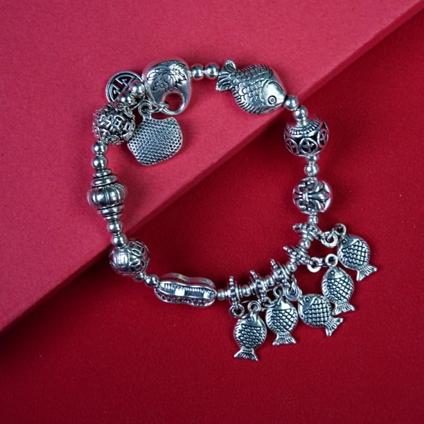 足银手链 足银手链 年年有鱼 做旧 古法