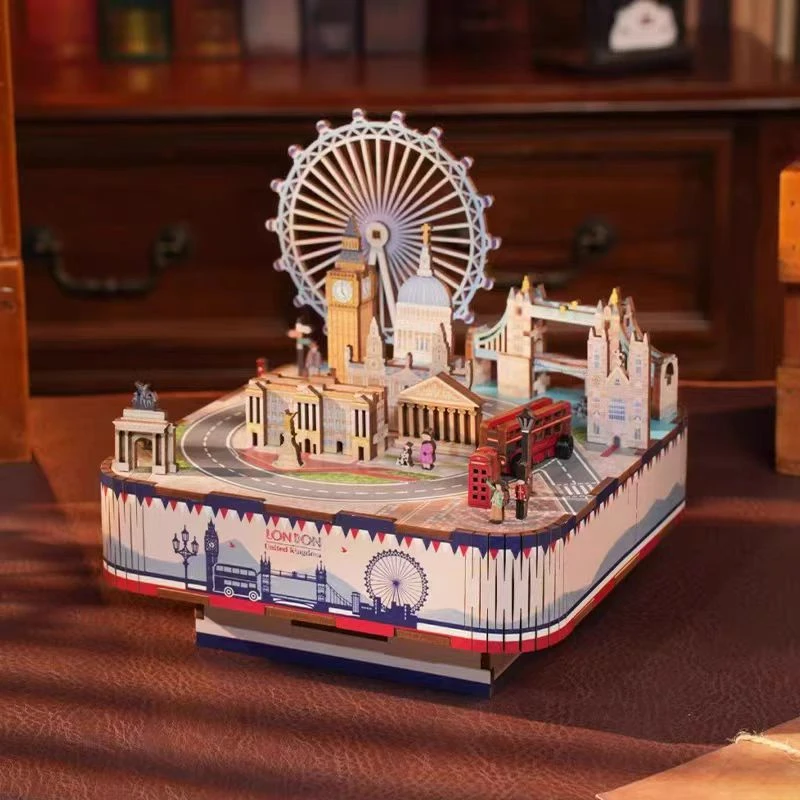 同趣拼装魔法城堡八音盒音乐盒哈利波特周边童趣积木拼图生日礼物