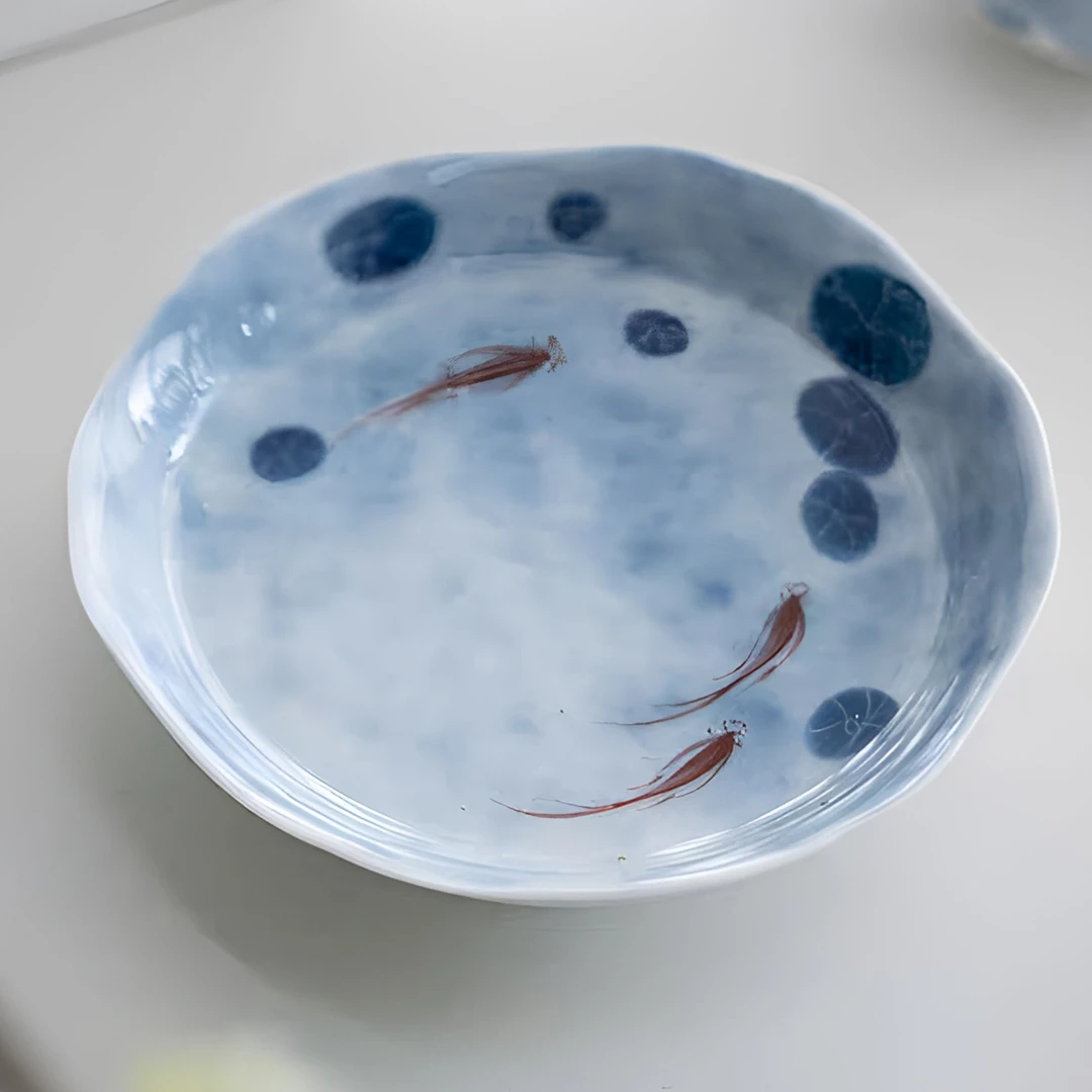 爱莲说纯手绘釉下彩点墨新品典雅高端陶瓷茶具中式花口壶承