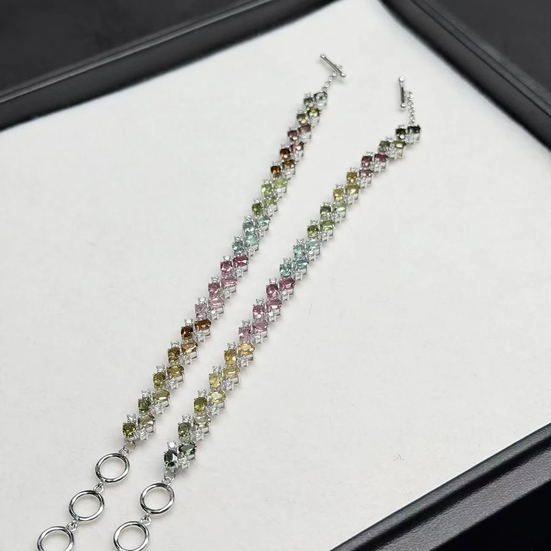 【睿泽赏宝】S925碧玺彩虹手链多样性发一 4*2 KL0200121