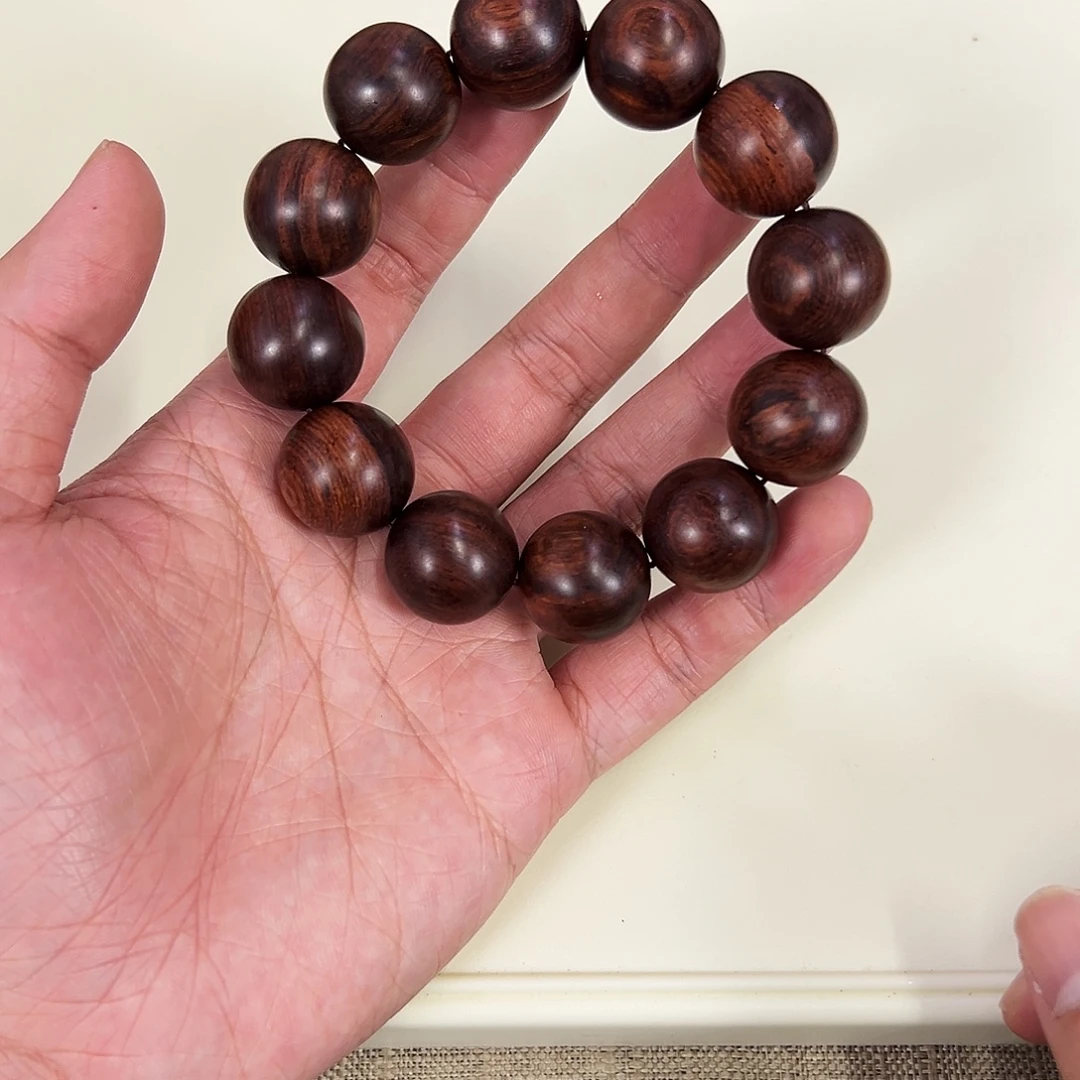黄花梨/降香黄檀手串/手链20mm圆珠老料初抛无胶无腊阴阳