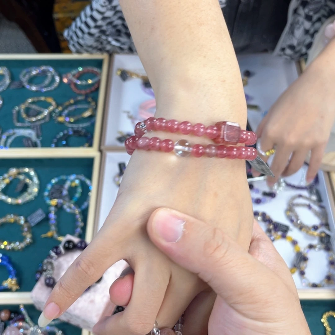 水晶手链银S925镀金镶嵌